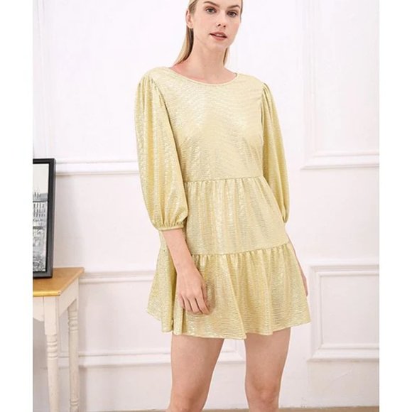 Julie Brown NYC Holiday Sparkle Allan Dress Gold Small - Picture 3 of 8